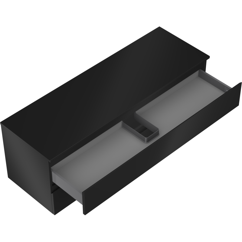 Mexen Orio kúpeľňová skrinka pod umývadlo 140 cm s doskou, 2 zásuvky, čierna matná - 91A10-14047-2-BFFC71