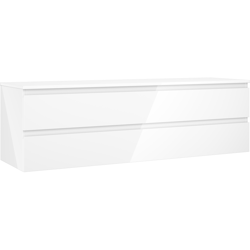 Mexen Orio kúpeľňová skrinka pod umývadlo 160 cm s pracovnou doskou, 2 zásuvky, biely lesk - 91A10-16047-2-BFFC00