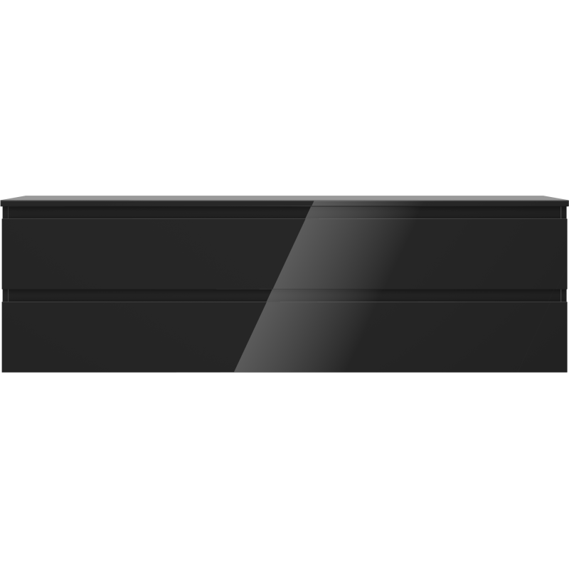 Mexen Orio kúpeľňová skrinka pod umývadlo 160 cm s doskou, 2 zásuvky, čierny lesk - 91A10-16047-2-BFFC70