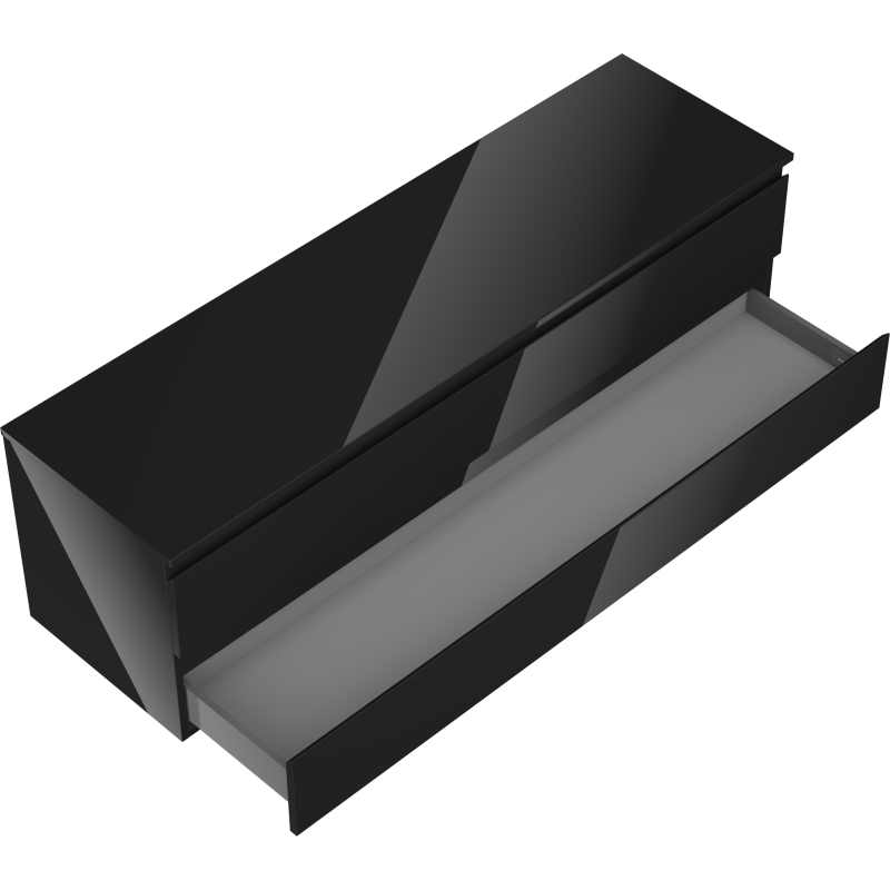 Mexen Orio kúpeľňová skrinka pod umývadlo 160 cm s doskou, 2 zásuvky, čierny lesk - 91A10-16047-2-BFFC70