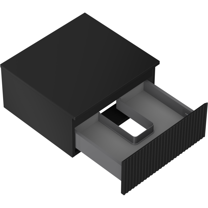 Mexen Rivel kúpeľňová skrinka pod umývadlo 50 cm s doskou, 1 zásuvka, ryhovaná, čierna mat - 91A20-05023-1-BFC71