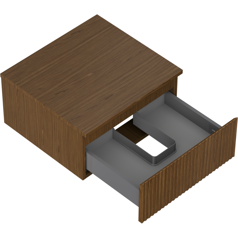 Mexen Rivel kúpeľňová skrinka pod umývadlo 50 cm s doskou, 1 zásuvka, ryhovaná, orech - 91A20-05023-1-BFC86