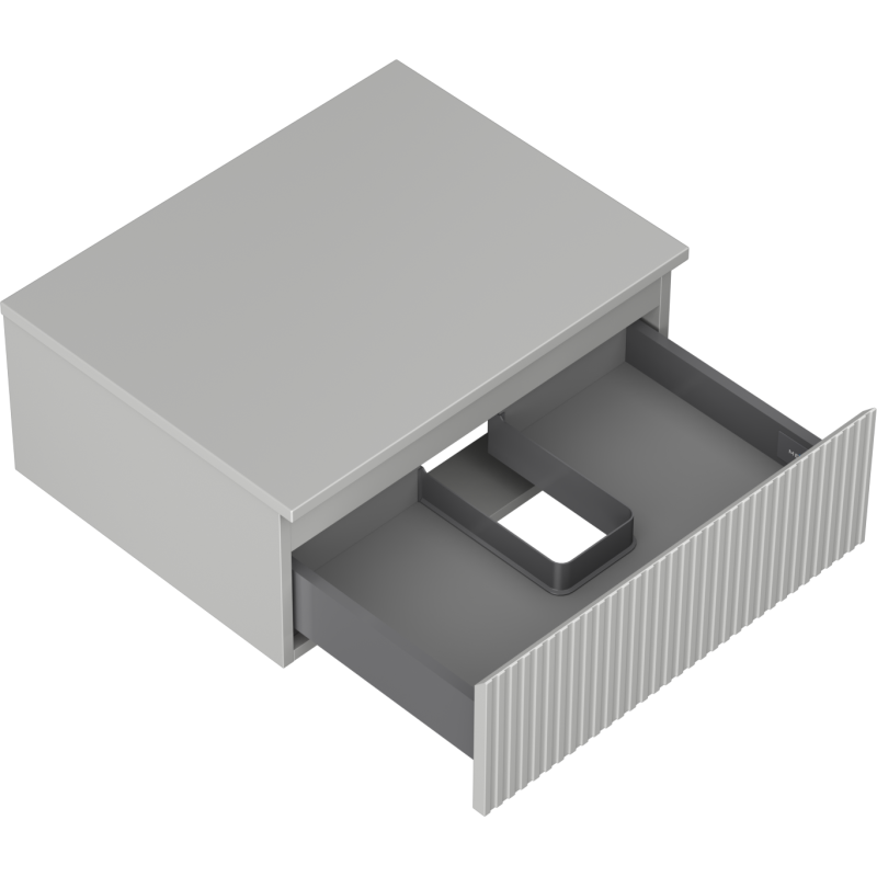 Mexen Rivel kúpeľňová skrinka pod umývadlo 60 cm s pracovnou doskou, 1 zásuvka, vrúbkovaná, šedá mat - 91A20-06023-1-BFC62