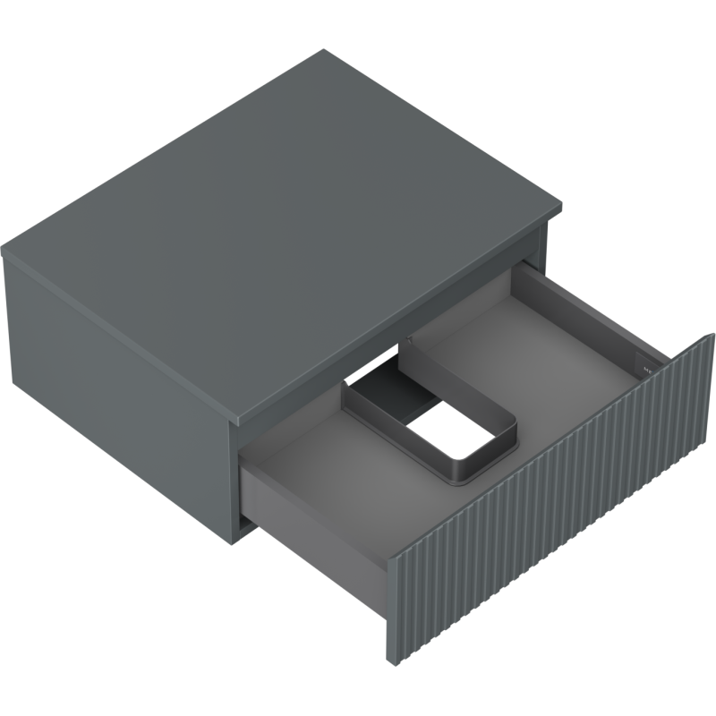 Mexen Rivel kúpeľňová skrinka pod umývadlo 60 cm s doskou, 1 zásuvka, ryhovaná, grafit mat - 91A20-06023-1-BFC66