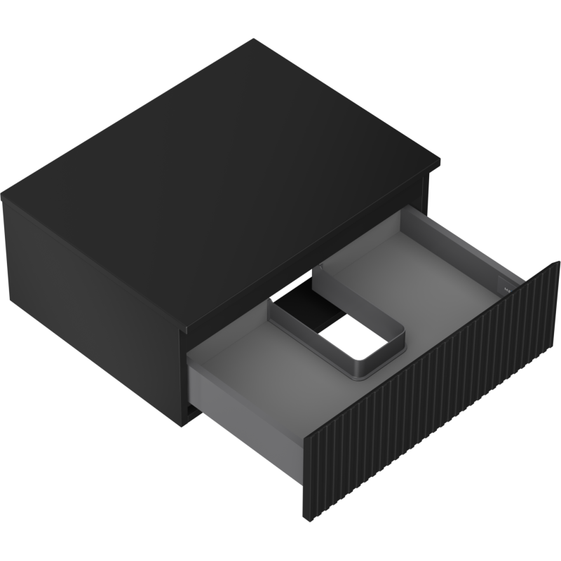 Mexen Rivel kúpeľňová skrinka pod umývadlo 60 cm s doskou, 1 zásuvka, ryhovaná, čierna matná - 91A20-06023-1-BFC71