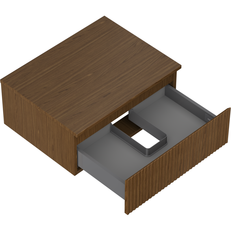 Mexen Rivel kúpeľňová skrinka pod umývadlo 60 cm s doskou, 1 zásuvka, ryhovaná, orech - 91A20-06023-1-BFC86