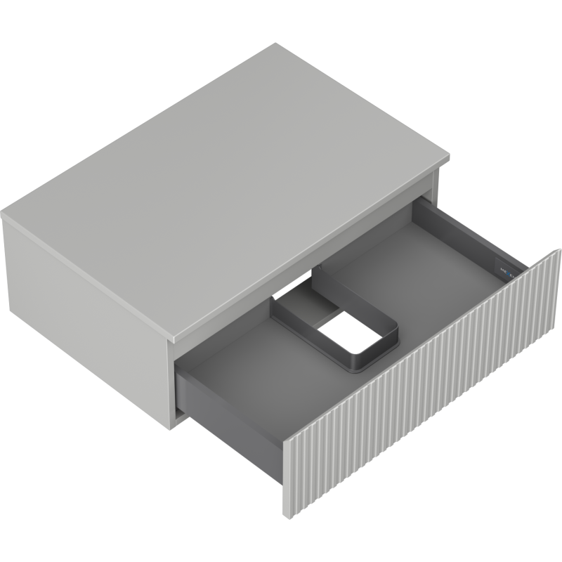 Mexen Rivel kúpeľňová skrinka pod umývadlo 70 cm s doskou, 1 zásuvka, ryhovaná, sivý mat - 91A20-07023-1-BFC62
