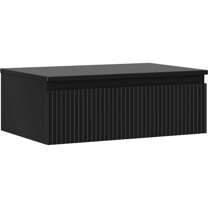 Mexen Rivel kúpeľňová skrinka pod umývadlo 70 cm s doskou, 1 zásuvka, ryhovaná, čierna matná - 91A20-07023-1-BFC71