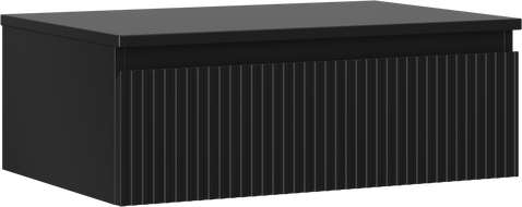 Mexen Rivel kúpeľňová skrinka pod umývadlo 70 cm s doskou, 1 zásuvka, ryhovaná, čierna matná - 91A20-07023-1-BFC71