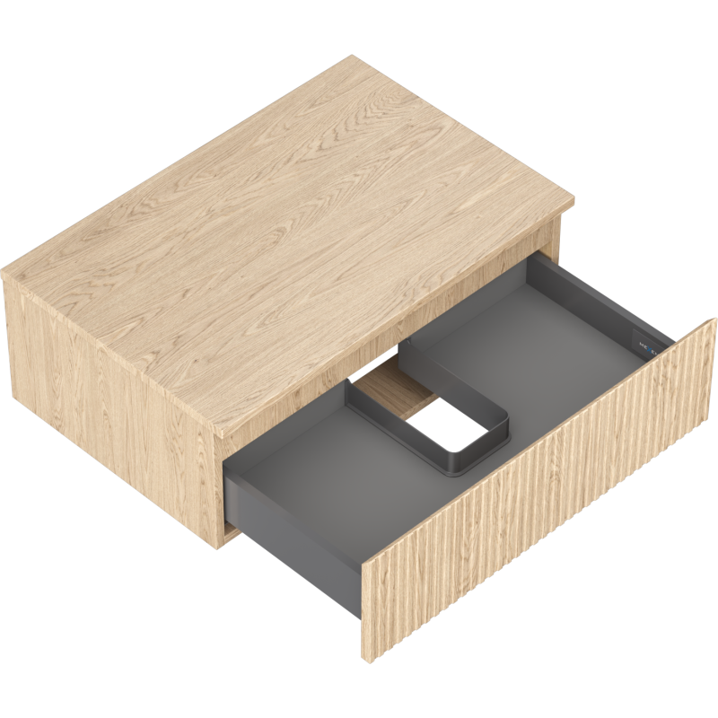 Mexen Rivel kúpeľňová skrinka pod umývadlo 70 cm s doskou, 1 zásuvka, ryhovaná, dub - 91A20-07023-1-BFC81