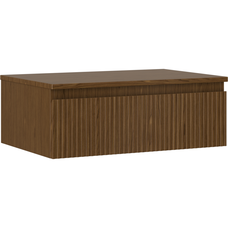 Mexen Rivel kúpeľňová skrinka pod umývadlo 70 cm s doskou, 1 zásuvka, s rebrovaním, orech - 91A20-06023-1-BFC86