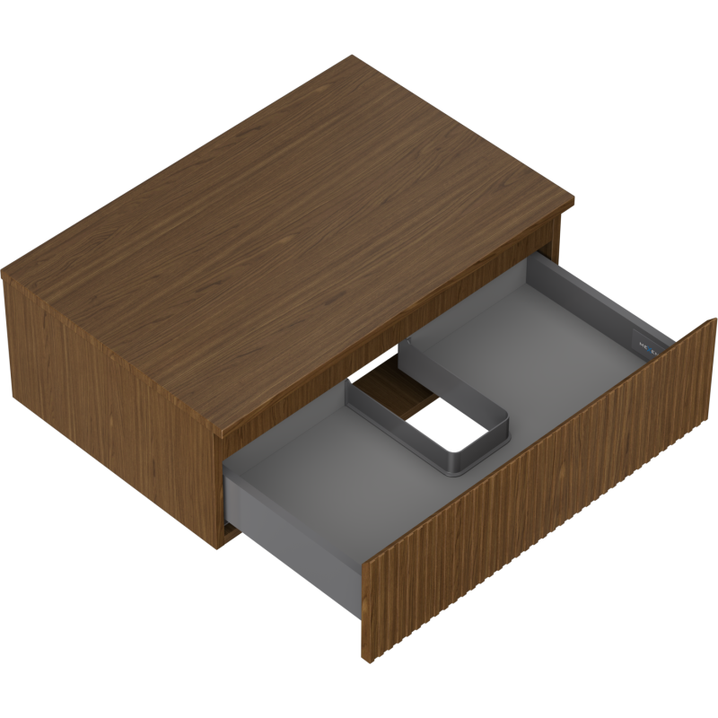 Mexen Rivel skrinka do kúpeľne pod umývadlo 70 cm s pracovnou doskou, 1 zásuvka, ryhovaná, orech - 91A20-07023-1-BFC86