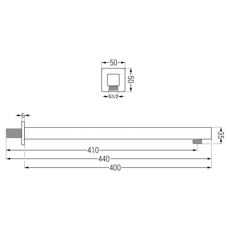 Mexen Cube nástenné sprchové rameno 40 cm chróm - 79111-00