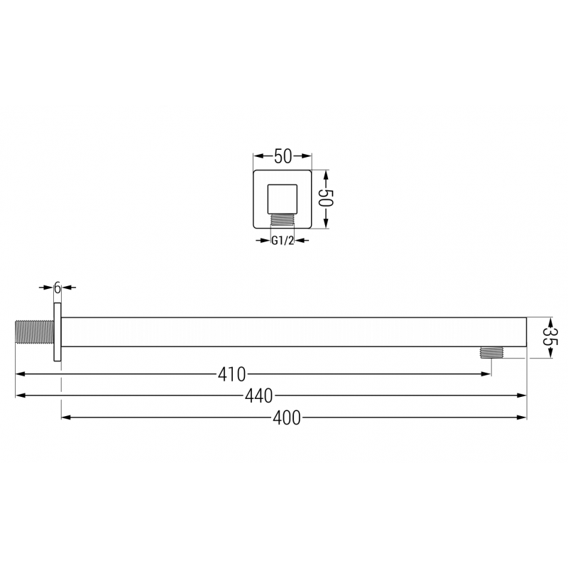 Mexen nástenné sprchové rameno 40 cm chróm - 79111-00