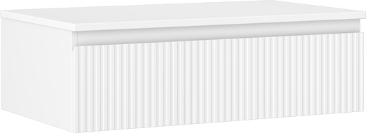 Mexen Rivel kúpeľňová skrinka pod umývadlo 80 cm s doskou, 1 zásuvka, ryhovaná, biela matná - 91A20-08023-1-BFC01