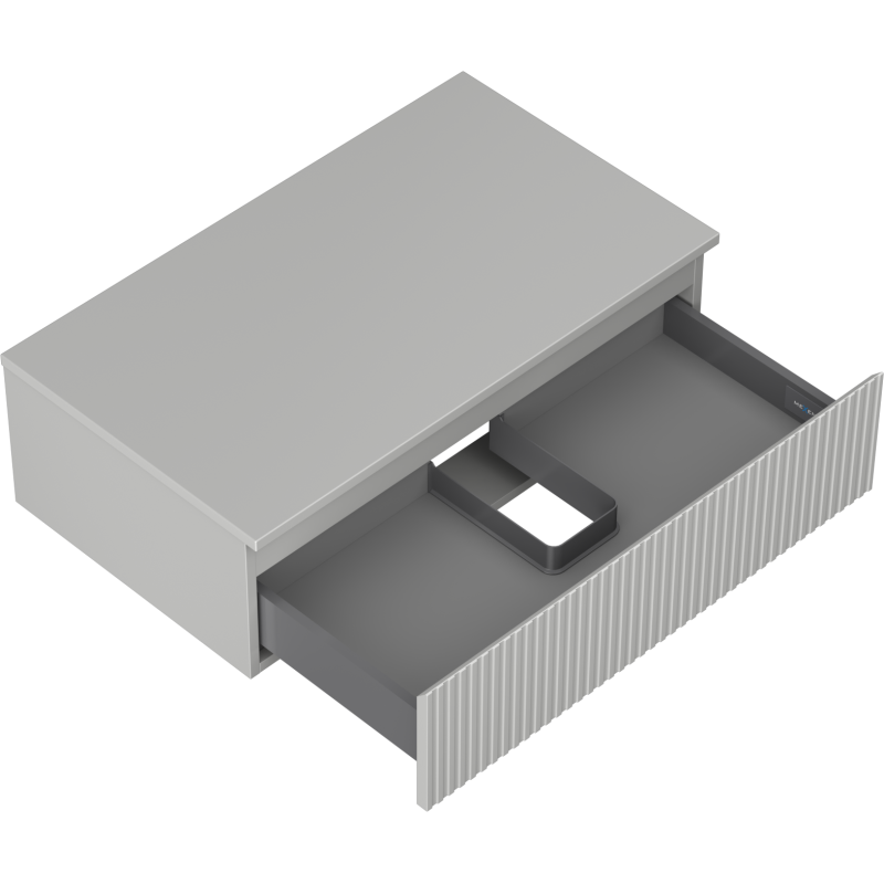 Mexen Rivel kúpeľňová skrinka pod umývadlo 80 cm s doskou, 1 zásuvka, ryhovaná, sivá matná - 91A20-08023-1-BFC62