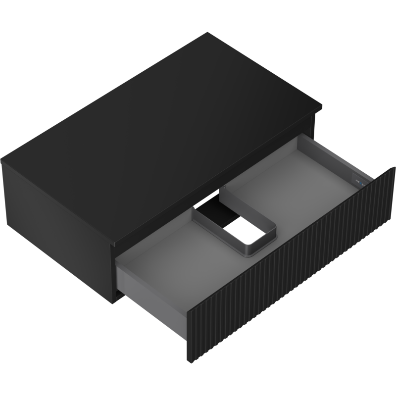 Mexen Rivel kúpeľňová skrinka pod umývadlo 80 cm s pracovnou doskou, 1 zásuvka, ryhovaná, čierna matná - 91A20-08023-1-BFC71