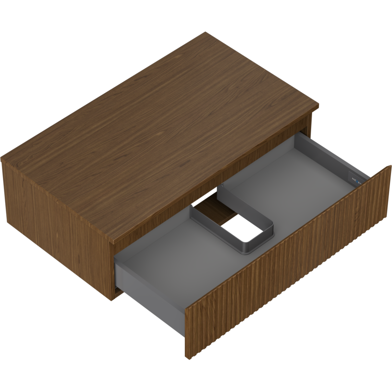 Mexen Rivel kúpeľňová skrinka pod umývadlo 80 cm s doskou, 1 zásuvka, ryhovaná, orech - 91A20-08023-1-BFC86