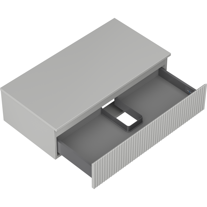 Mexen Rivel kúpeľňová skrinka pod umývadlo 90 cm s doskou, 1 zásuvka, ryhovaná, sivá matná - 91A20-09023-1-BFC62