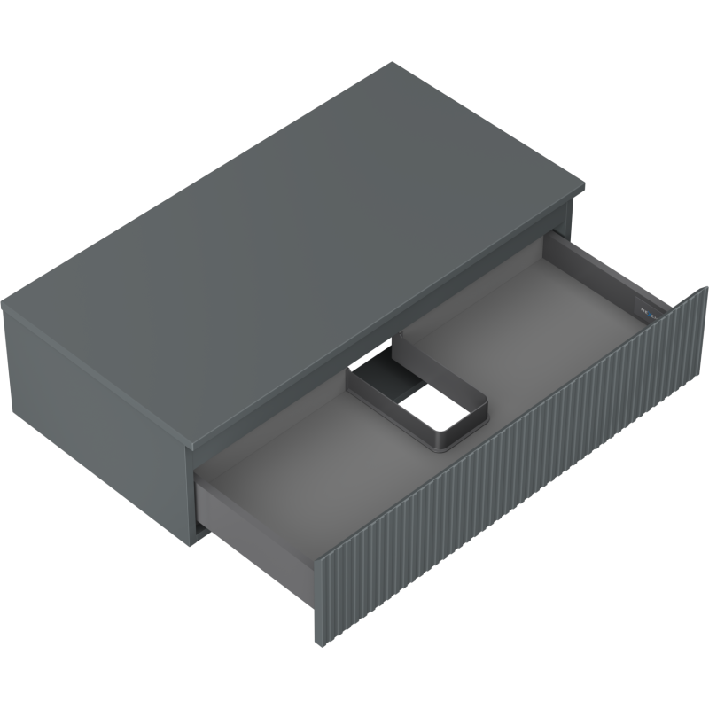 Mexen Rivel kúpeľňová skrinka pod umývadlo 90 cm s doskou, 1 zásuvka, vrúbkovaná, grafit mat - 91A20-09023-1-BFC66