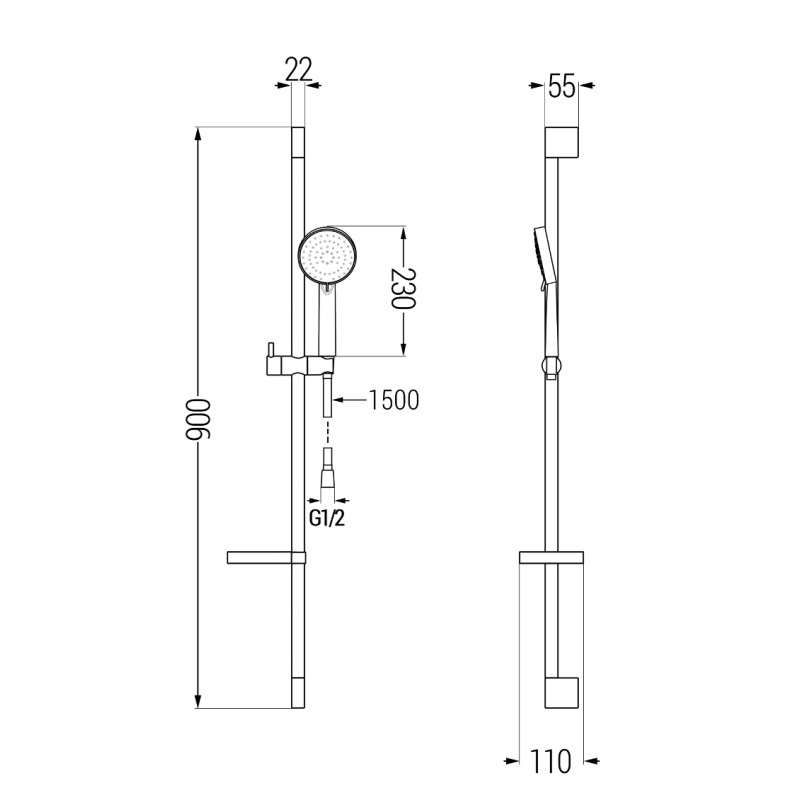 Mexen DS75 posuvná sprchová súprava, chróm - 785754583-02