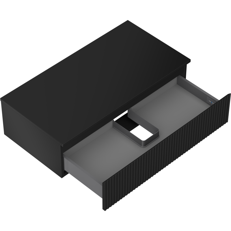 Mexen Rivel kúpeľňová skrinka pod umývadlo 90 cm s doskou, 1 zásuvka, ryhovaná, čierna matná - 91A20-09023-1-BFC71