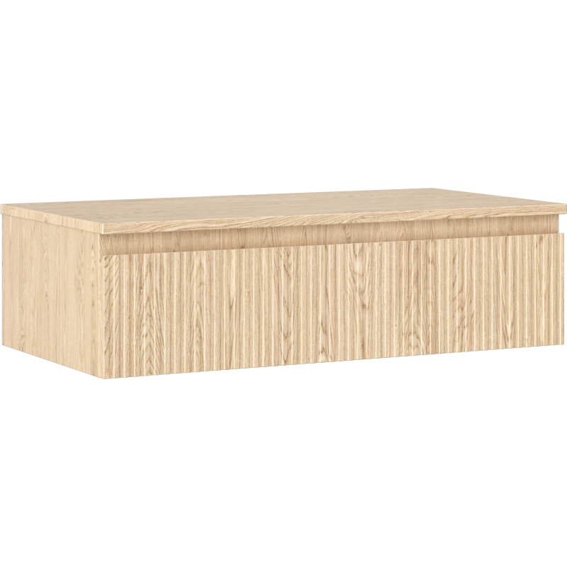 Mexen Rivel kúpeľňová skrinka pod umývadlo 90 cm s doskou, 1 zásuvka, drážkovaná, dub - 91A20-09023-1-BFC81