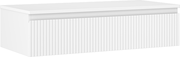 Mexen Rivel kúpeľňová skrinka pod umývadlo 100 cm s doskou, 1 zásuvka, drážkovaná, biela matná - 91A20-10023-1-BFC01