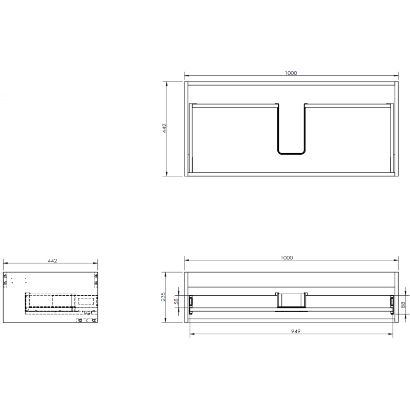 Mexen Rivel kúpeľňová skrinka pod umývadlo 100 cm s doskou, 1 zásuvka, drážkovaná, biela matná - 91A20-10023-1-BFC01