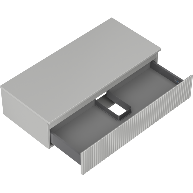 Mexen Rivel kúpeľňová skrinka pod umývadlo 100 cm s doskou, 1 zásuvka, ryhovaná, sivá matná - 91A20-10023-1-BFC62