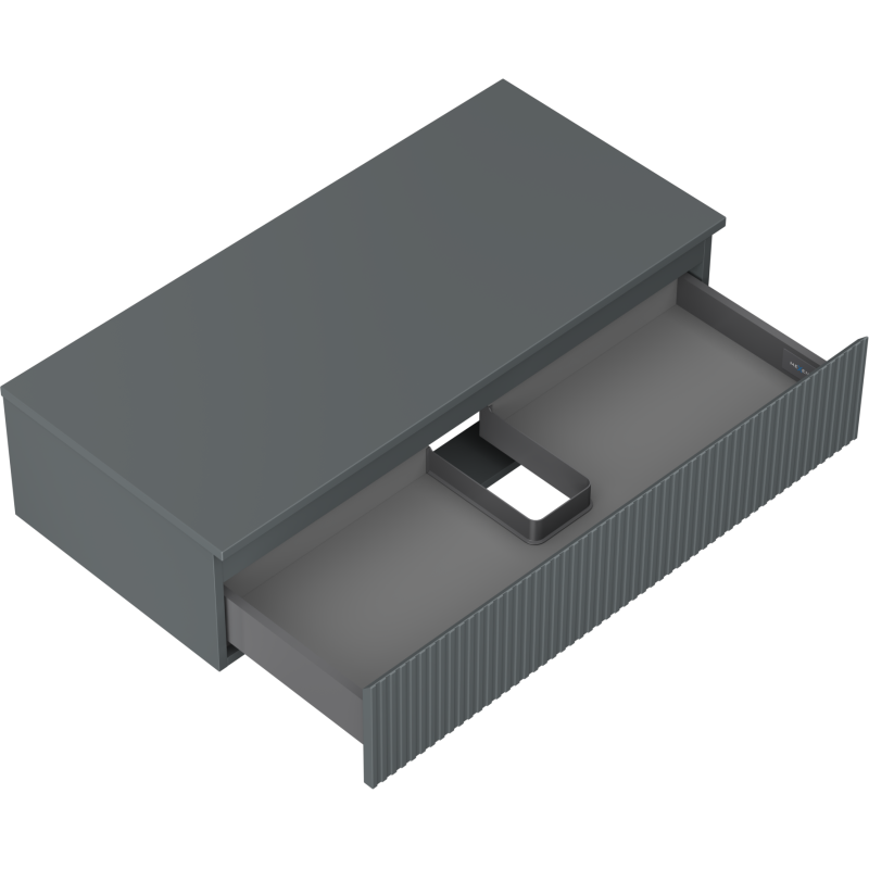 Mexen Rivel kúpeľňová skrinka pod umývadlo 100 cm s doskou, 1 zásuvka, ryhovaná, grafit mat - 91A20-10023-1-BFC66
