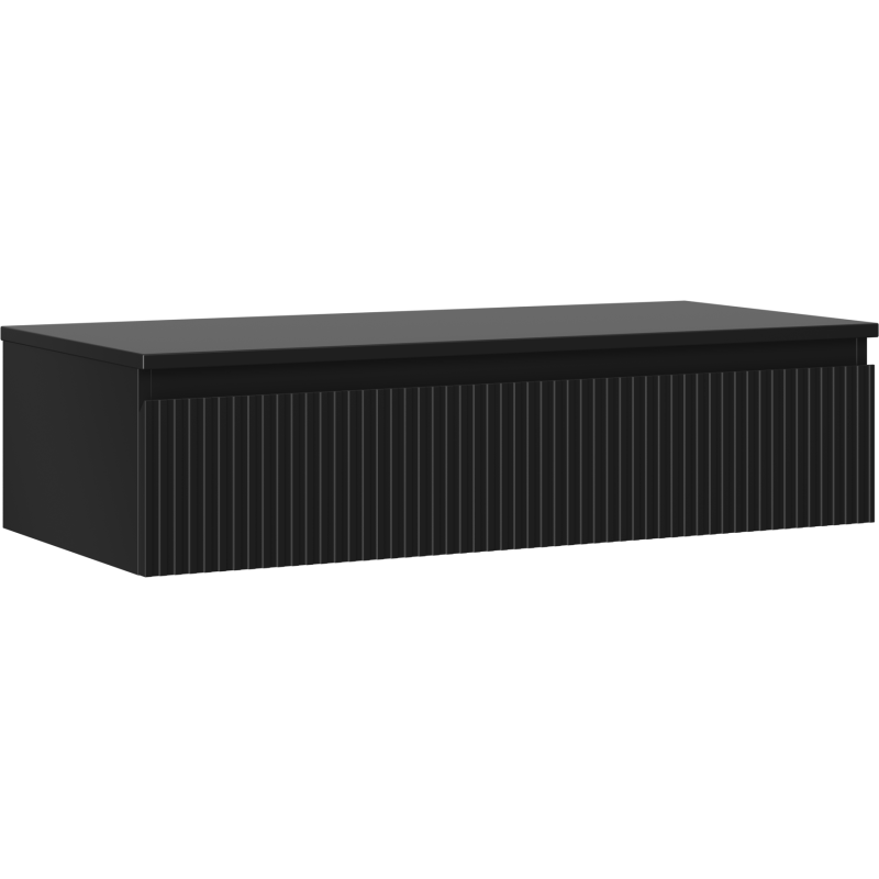 Mexen Rivel kúpeľňová skrinka pod umývadlo 100 cm s pultom, 1 zásuvka, ryhovaná, čierna matná - 91A20-10023-1-BFC71