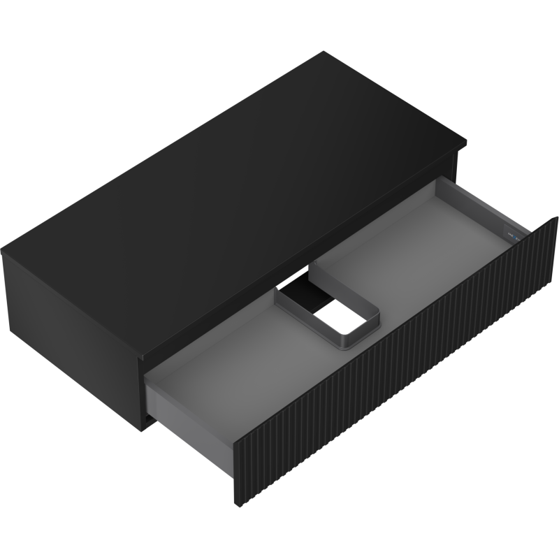 Mexen Rivel kúpeľňová skrinka pod umývadlo 100 cm s pultom, 1 zásuvka, ryhovaná, čierna matná - 91A20-10023-1-BFC71