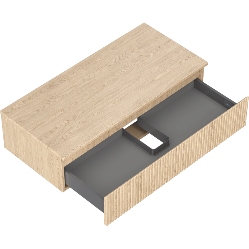 Mexen Rivel kúpeľňová skrinka pod umývadlo 100 cm s pracovnou doskou, 1 zásuvka, drážkovaná, dub - 91A20-10023-1-BFC81