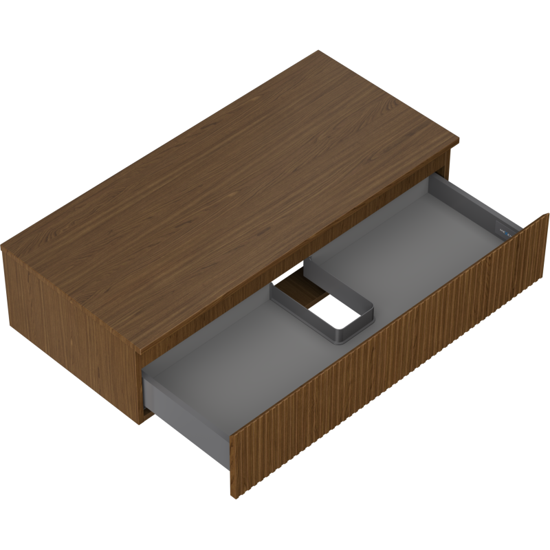 Mexen Rivel kúpeľňová skrinka pod umývadlo 100 cm s doskou, 1 zásuvka, ryhovaná, orech - 91A20-10023-1-BFC86