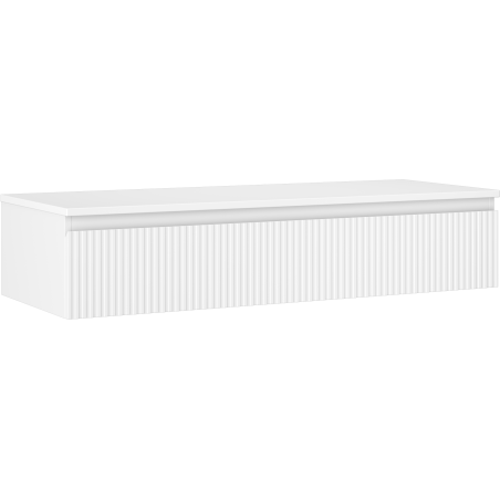 Mexen Rivel kúpeľňová skrinka pod umývadlo 120 cm s doskou, 1 zásuvka, drážkovaná, biela matná - 91A20-12023-1-BFC01