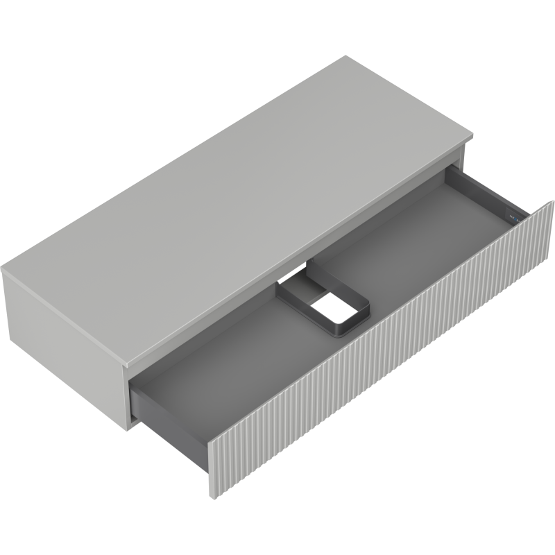 Mexen Rivel kúpeľňová skrinka pod umývadlo 120 cm s doskou, 1 zásuvka, drážkovaná, sivá matná - 91A20-12023-1-BFC62