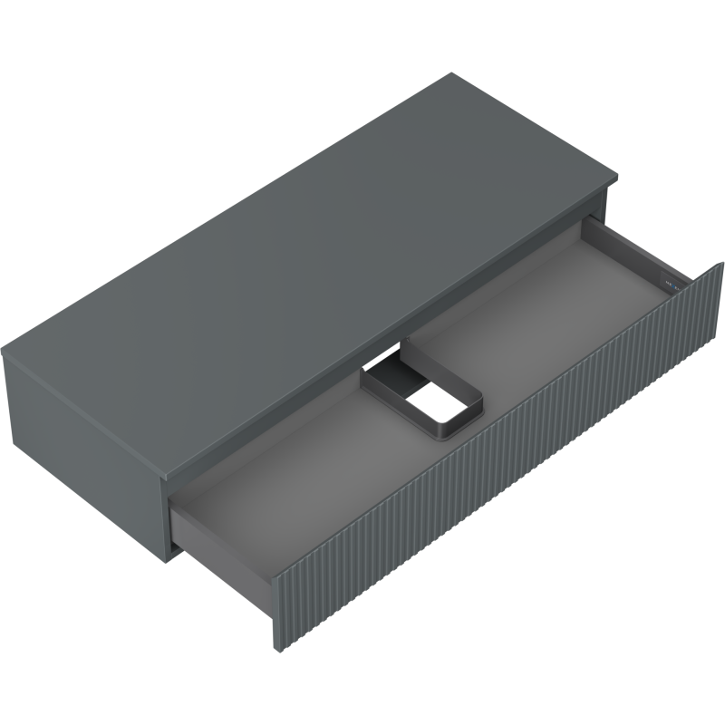 Mexen Rivel kúpeľňová skrinka pod umývadlo 120 cm s doskou, 1 zásuvka, s ryhovaním, grafit mat - 91A20-12023-1-BFC66