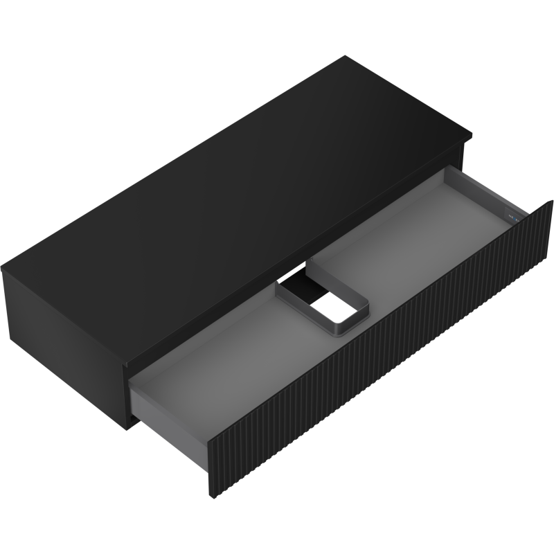 Mexen Rivel kúpeľňová skrinka pod umývadlo 120 cm s doskou, 1 zásuvka, ryhovaná, čierna matná - 91A20-12023-1-BFC71