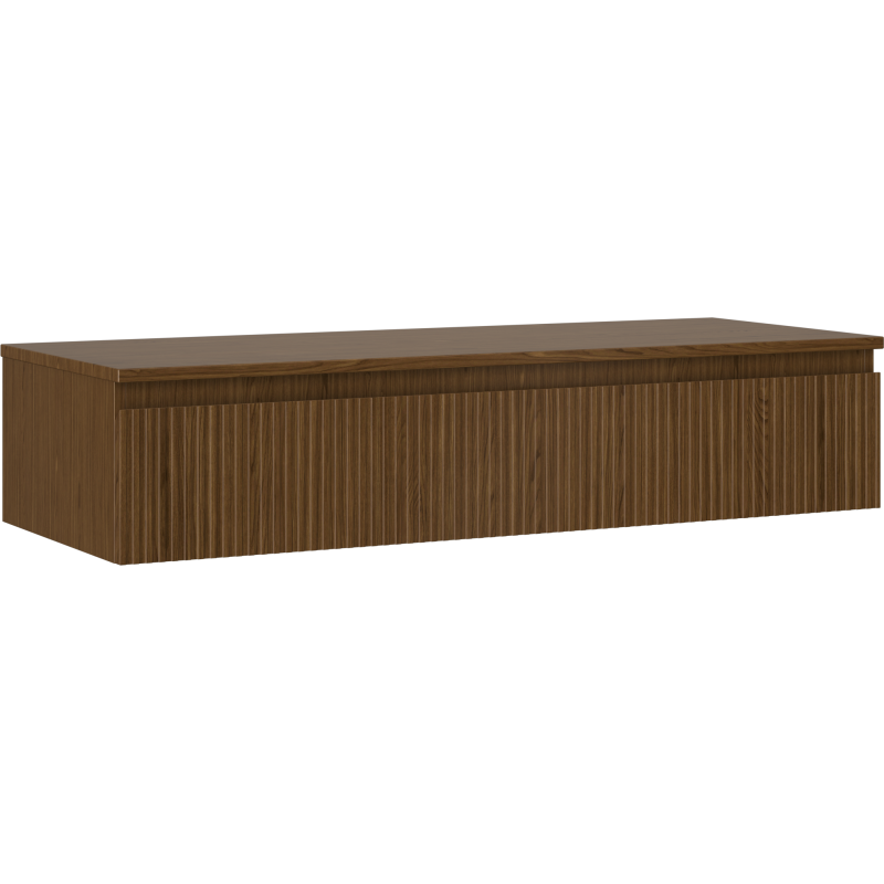 Mexen Rivel kúpeľňová skrinka pod umývadlo 120 cm s doskou, 1 zásuvka, ryhovaná, orech - 91A20-12023-1-BFC86