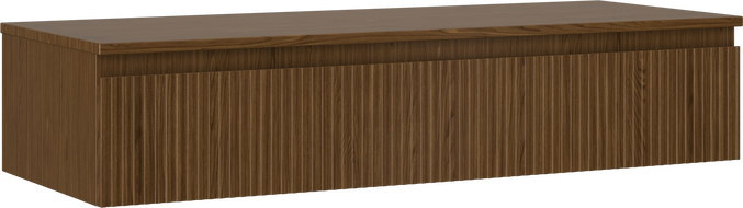 Mexen Rivel kúpeľňová skrinka pod umývadlo 120 cm s doskou, 1 zásuvka, ryhovaná, orech - 91A20-12023-1-BFC86