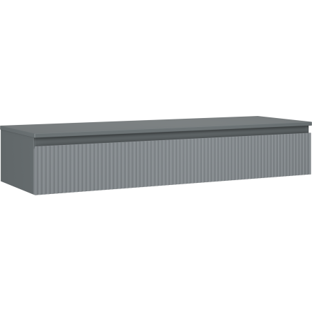 Mexen Rivel kúpeľňová skrinka pod umývadlo 140 cm s doskou, 1 zásuvka, drážkovaná, grafit mat - 91A20-14023-1-BFC66