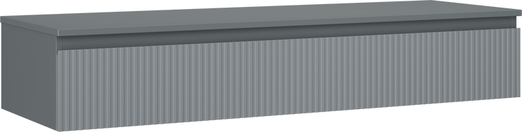 Mexen Rivel kúpeľňová skrinka pod umývadlo 140 cm s doskou, 1 zásuvka, drážkovaná, grafit mat - 91A20-14023-1-BFC66