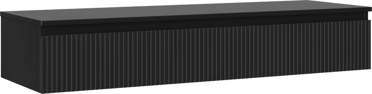 Mexen Rivel kúpeľňová skrinka pod umývadlo 140 cm s doskou, 1 zásuvka, ryhovaná, čierna matná - 91A20-14023-1-BFC71