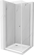 Mexen Lima skladací sprchovací kút 70 x 70 cm, transparentný, chróm + vanička Flat - 856-070-070-01-00-4010