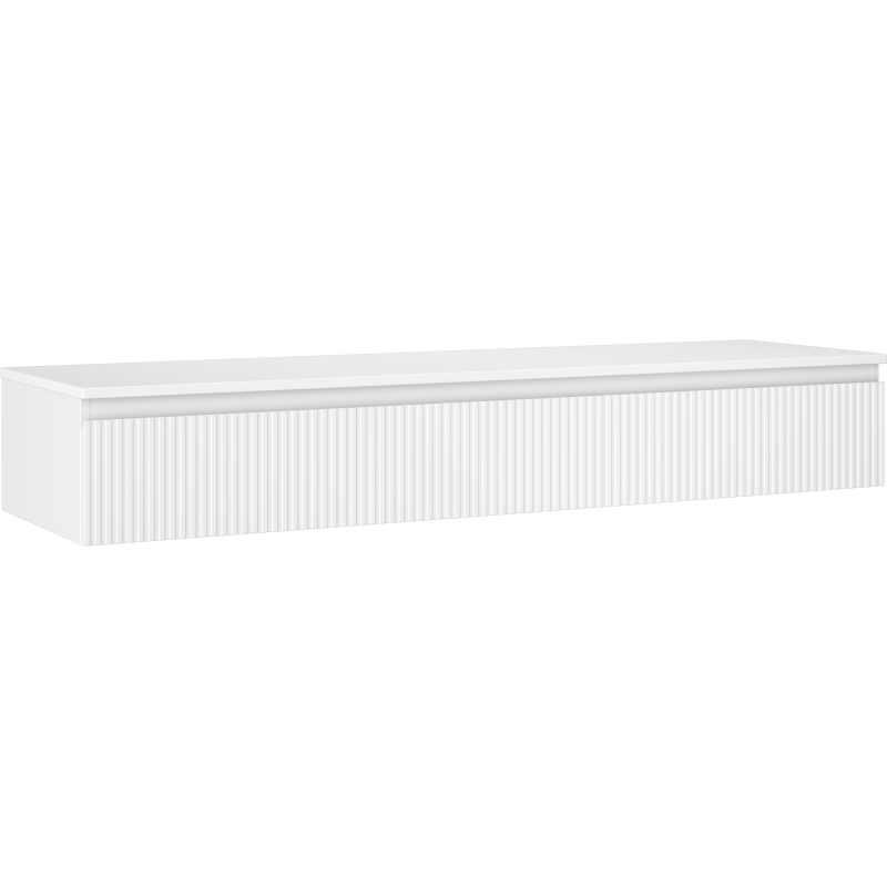 Mexen Rivel kúpeľňová skrinka pod umývadlo 160 cm s doskou, 1 zásuvka, ryhovaná, matná biela - 91A20-16023-1-BFC01