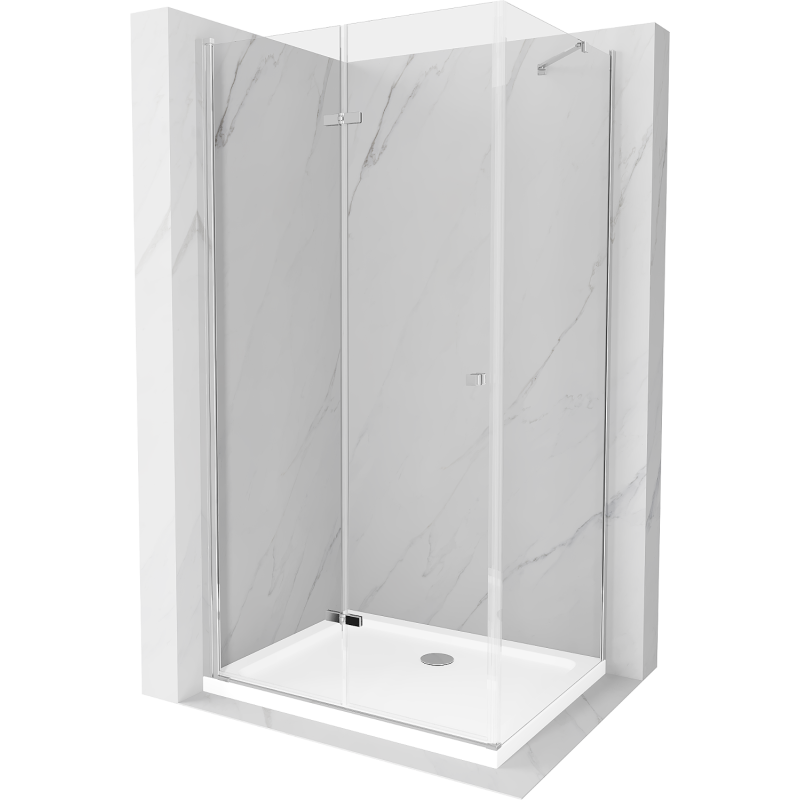 Mexen Lima skladací sprchový kút 70 x 90 cm, transparentný, chróm + vanička Flat - 856-070-090-01-00-4010
