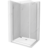 Mexen Lima skladací sprchový kút 70 x 90 cm, transparentný, chróm + vanička Flat - 856-070-090-01-00-4010