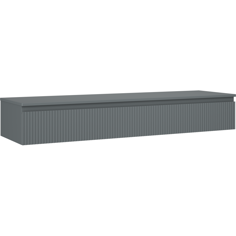 Mexen Rivel kúpeľňová skrinka pod umývadlo 160 cm s doskou, 1 zásuvka, drážkovaná, grafit mat - 91A20-16023-1-BFC66