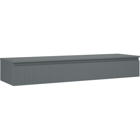 Mexen Rivel kúpeľňová skrinka pod umývadlo 160 cm s doskou, 1 zásuvka, drážkovaná, grafit mat - 91A20-16023-1-BFC66